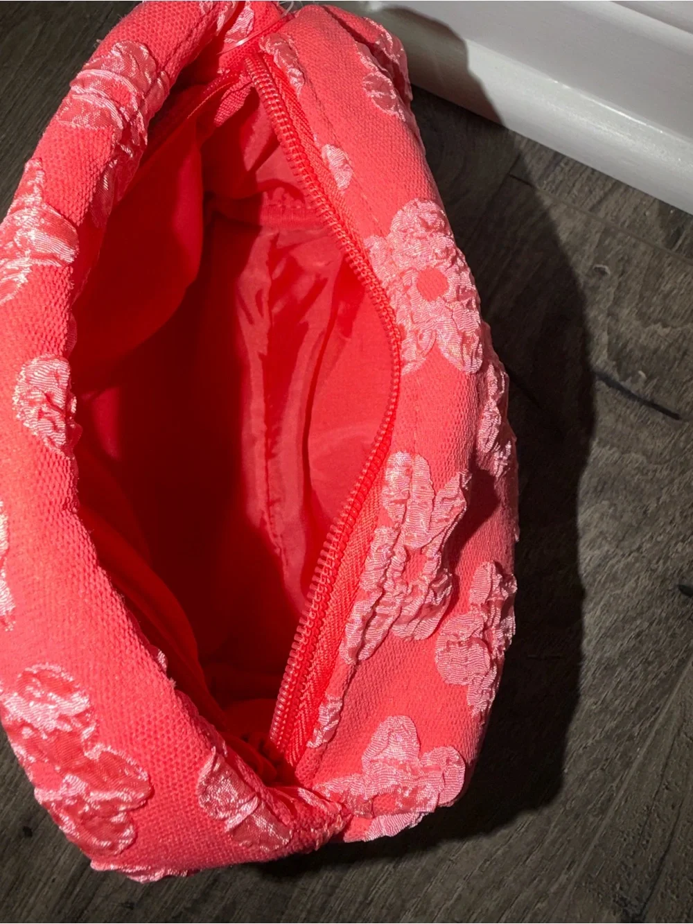 Ulta Beauty Pink Floral Embroidered Cosmetic Pouch